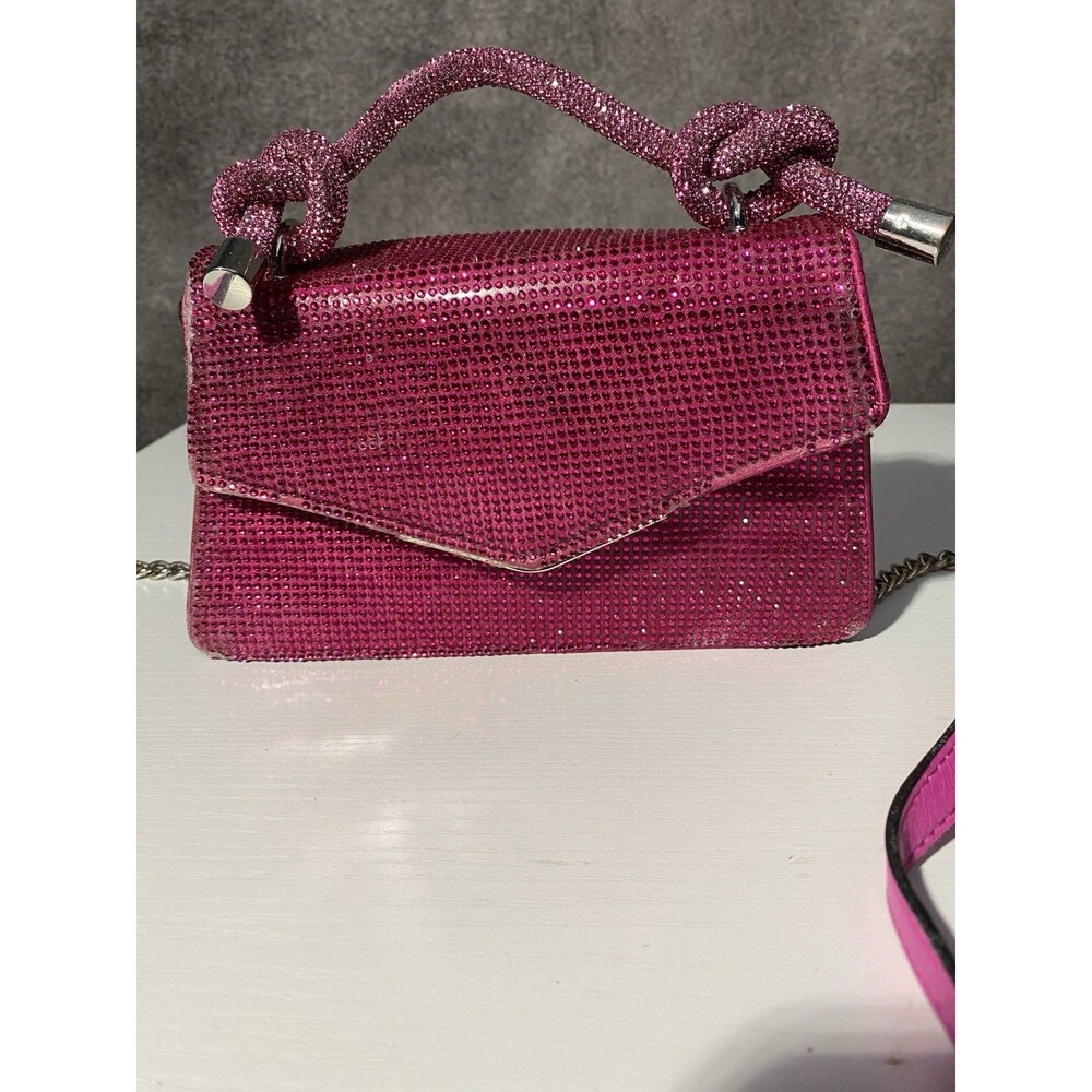 ALDO Hot Pink Rhinestone Handbag Mini Top Handle Bag With Chain Crossbody Strap - Picture 2 of 14
